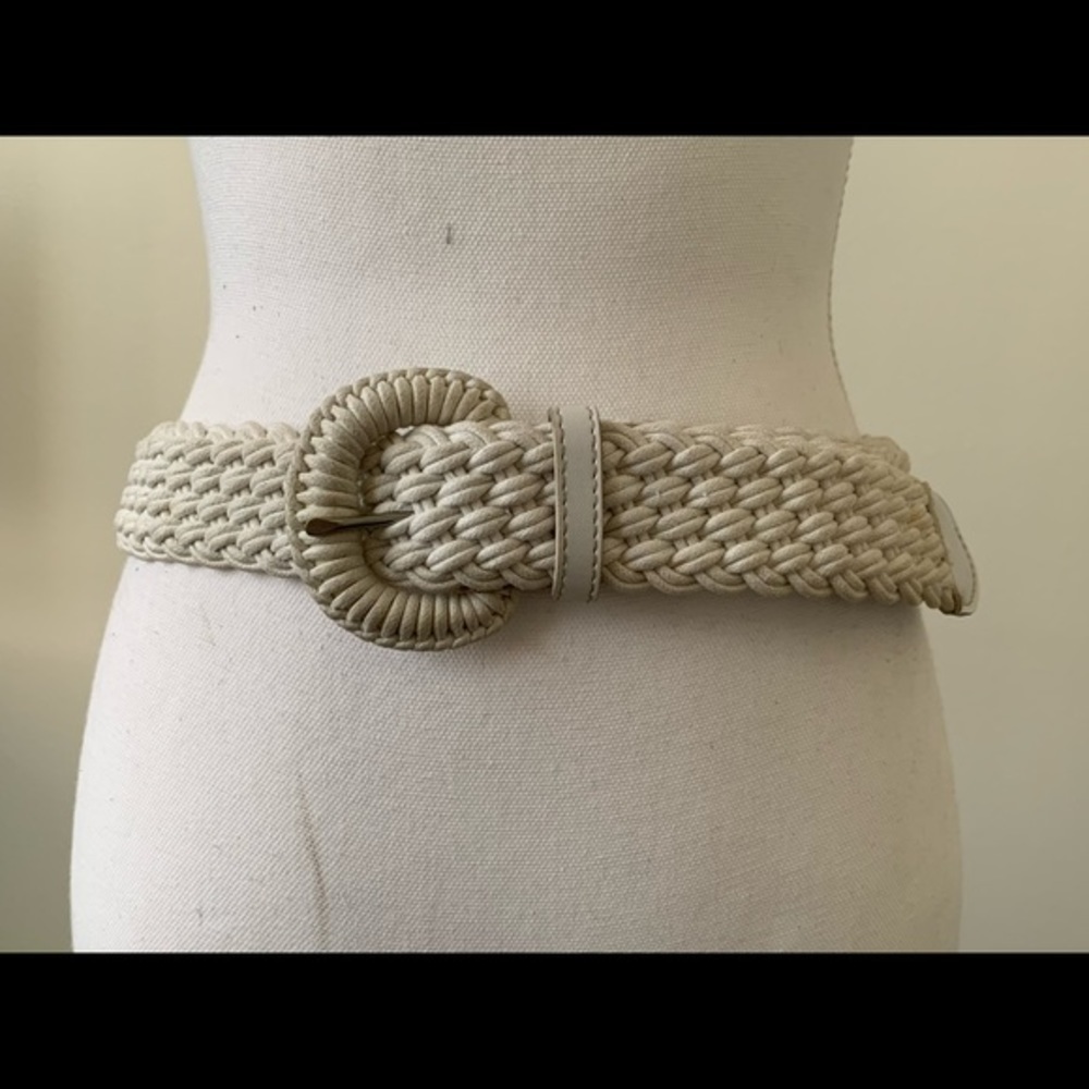 Elegant Cream Woven Belt